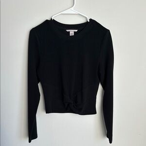 PINK Victoria's Secret Black Long Sleeve Tie Front Crop Top
